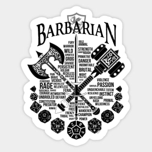 RPG Class Series: Barbarian - Black Version Sticker